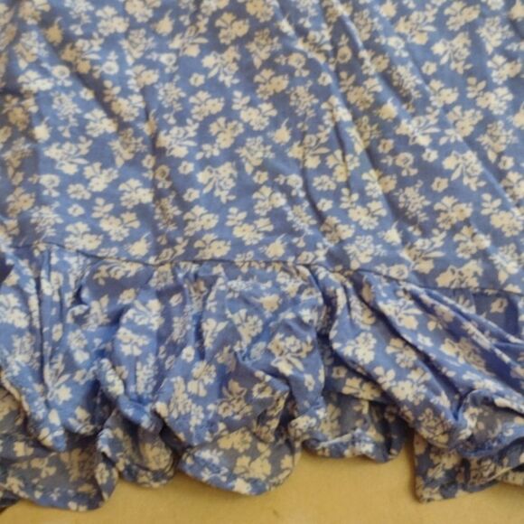 Bardot Paris Mini Flip Dress Blue Ditsy light blue white flowers ruffle hem XS - Picture 5 of 16